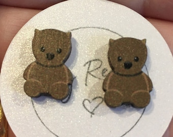 Teddy Bear Stud Earrings - Stainless steel