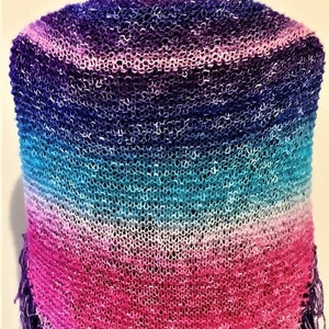 Soft Hand Knitted Sunset Shawl - Cotton and Acrylic Blend