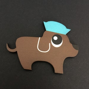 Cute Brown with Blue Sailor Hat Cartoon Dog Brooches / Pins / Embellishments