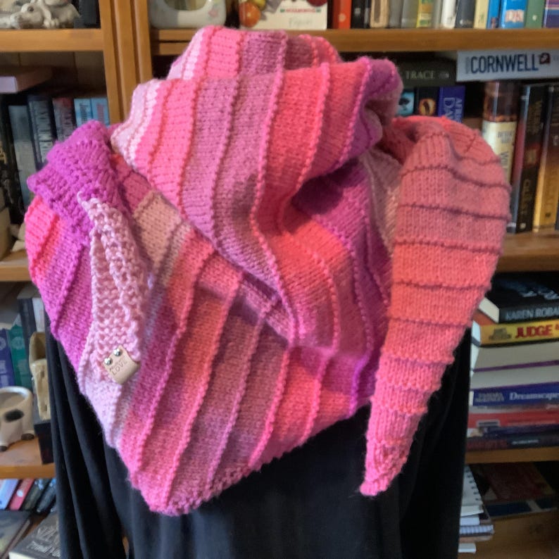 Scarf / Wrap - Hand Knit, Triangular - Acrylic - Pink - Etsy Australia