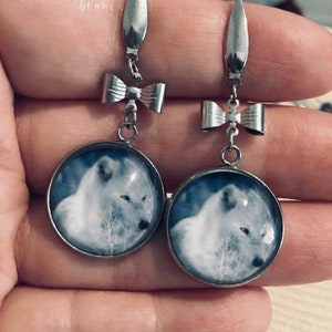 Pretty Wolf Stainless Steel Dangle Earrings 2 Designs image 5