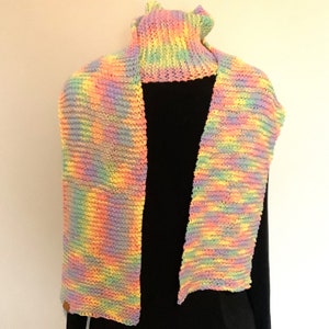 Soft and Warm Hand Knitted Rainbow Knit Scarf - Long - Unisex - Cotton Acrylic Yarn