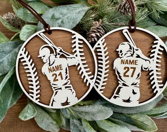 Personalized Baseball/Softball Ornament - Custom Sports Christmas Ornament