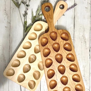 Deviled Egg Serving Tray with handle - Handcrafted Wood Serving Tray - Unique Egg Platter with handle - Entertaining Made Easy