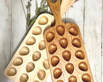 Deviled Egg Serving Tray with handle - Handcrafted Wood Serving Tray - Unique Egg Platter with handle - Entertaining Made Easy
