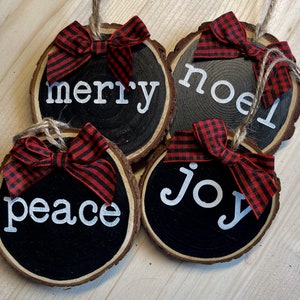 Wood Slice Christmas Ornament hand Painted Gift Tags Tree Slice Tree ...