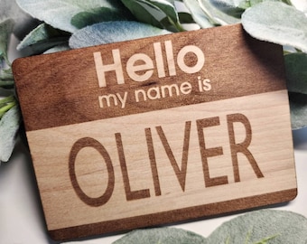Hello My Name is wood tag, Birth Announcement, Baby photo prop, Baby name, Baby gift