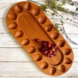 Deviled Egg Charcuterie Board - Handcrafted Wood Serving Tray - Unique Egg Platter with Charcuterie Sections - Entertaining Made Easy