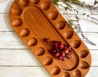 Deviled Egg Charcuterie Board - Handcrafted Wood Serving Tray - Entertaining Made Easy