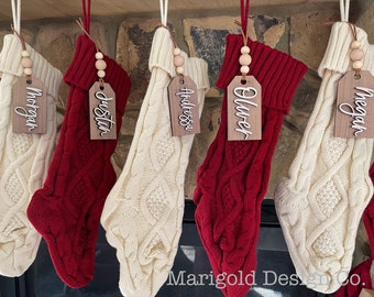 Rustic Personalized Farmhouse Wood Stocking or Gift tag