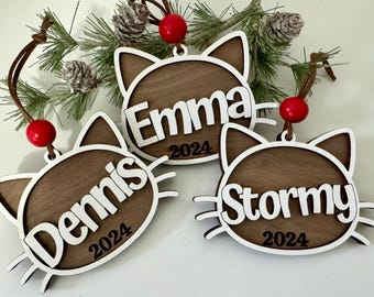 Personalized Cat Ornament – Custom Pet Ornament with Cat’s Name, Perfect for Christmas Tree Decorations or Pet Memorial Gift