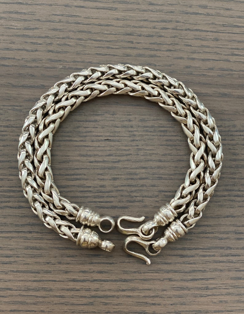 Solid 925 Sterling Silver Wheat Chain Bracelet Handmade Etsy