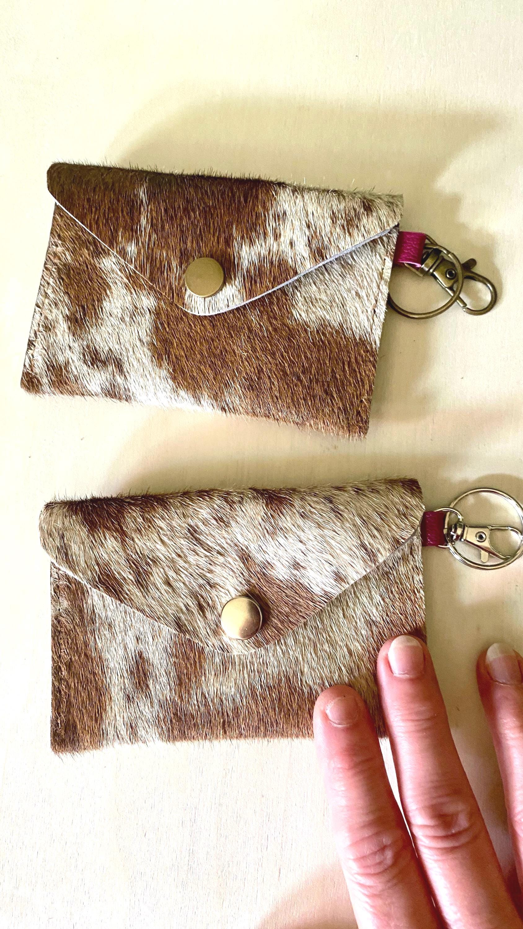 Cowhide Keychain Wallet: Hair On Hide Leather Card Holder