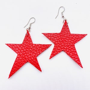 Star earrings/rockstar leather earrings/red star earrings/red leather star earrings star earrings/rocknroll earrings/leather star earrings