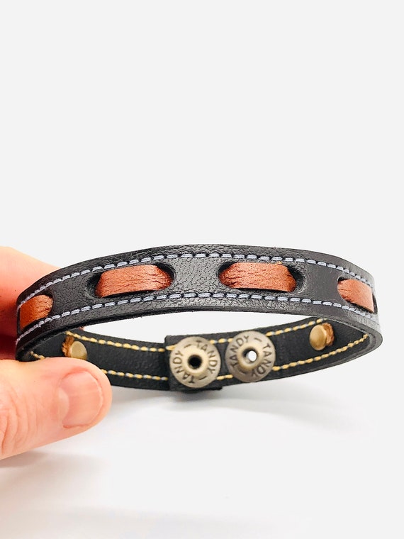 Auth Louis Vuitton Monogram Leather Braid Brown Bracelet Hand Band