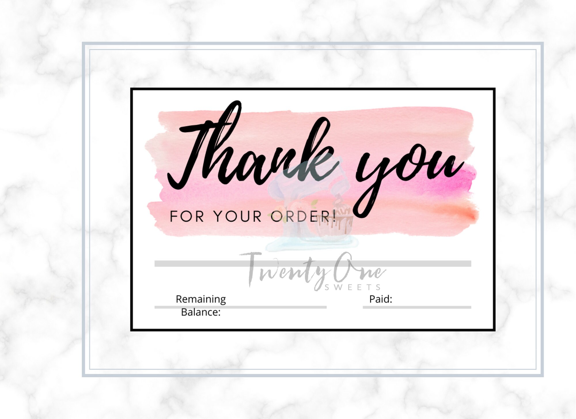 Order Pick Up Card Pink Watercolor Design 3.5 x Etsy