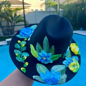 Handpainted Fedora Hat, Women’s Floral Hat, Handpainted Summer Hat, Handpainted Women’s Hat