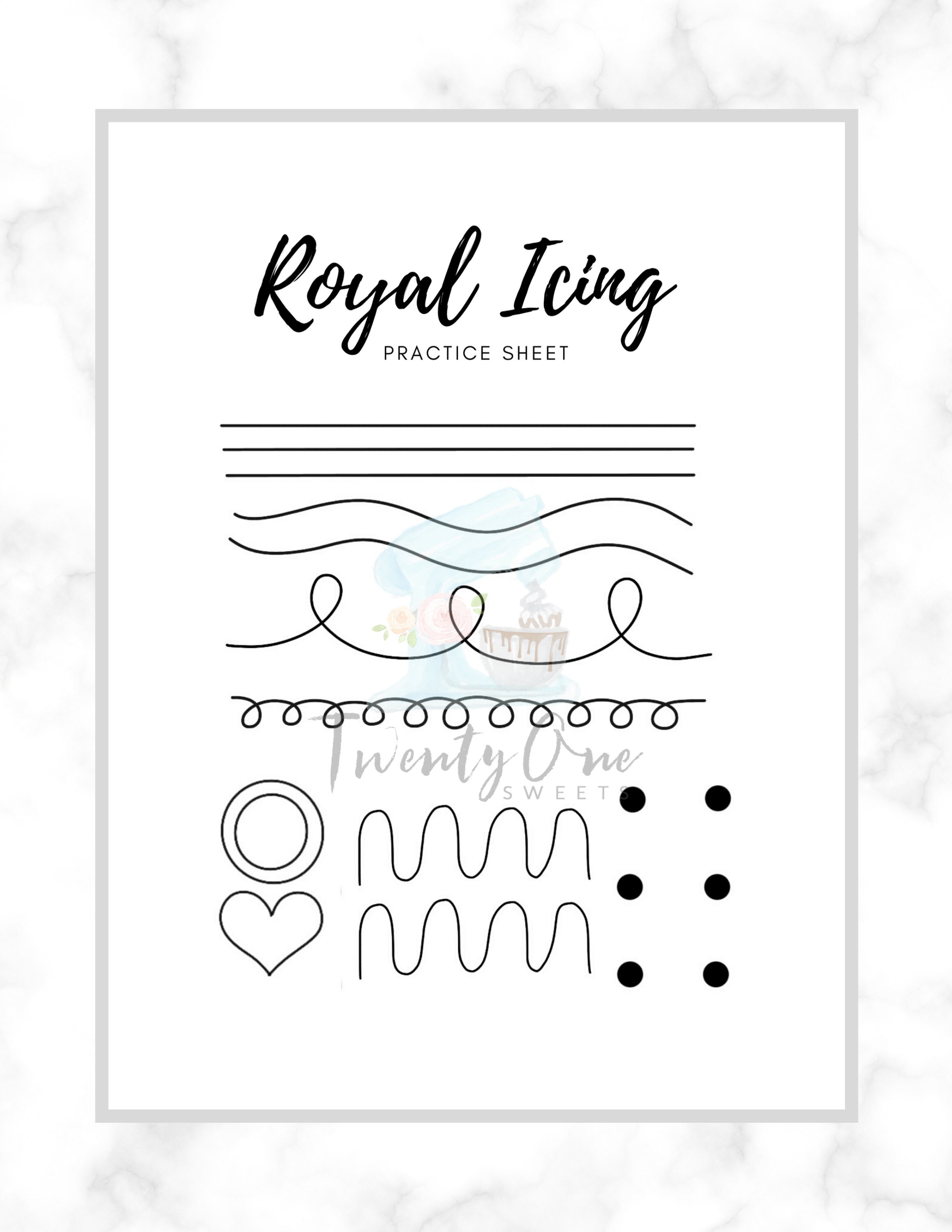 Royal Icing Practice Sheet Digital Download Printable | Etsy