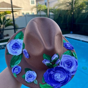 Handpainted Fedora Hat, Women’s Floral Hat, Handpainted Summer Hat, Handpainted Women’s Hat