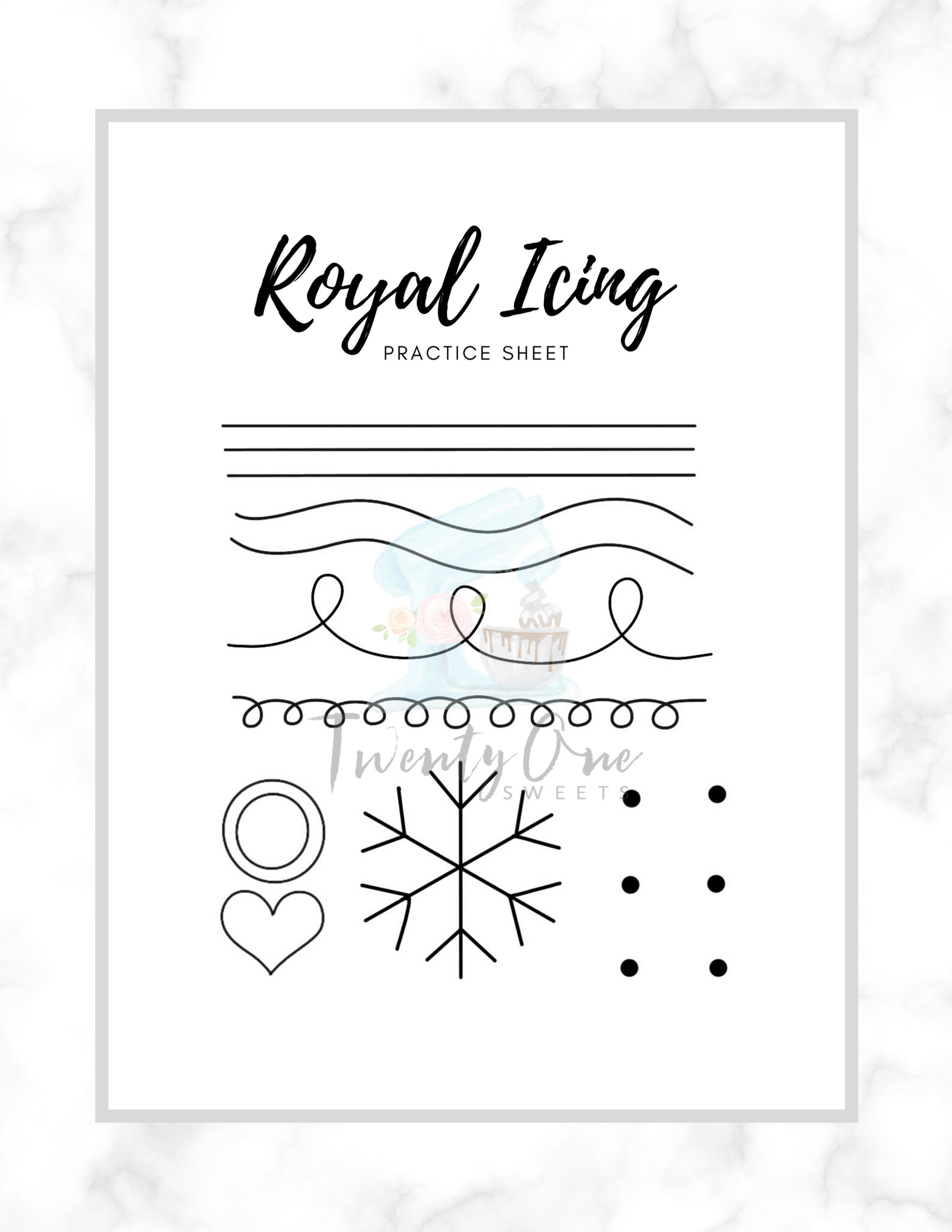Royal Icing Practice Sheet Digital Download Printable | Etsy