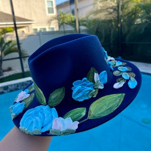 Handpainted Fedora Hat, Women’s Floral Hat, Handpainted Summer Hat, Handpainted Women’s Hat
