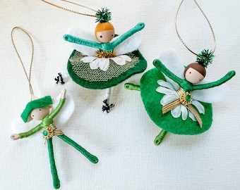 Irish Dancer Tree Ornament, Girl Fairy and Boy St Pattys Day Gift, St Patricks Day Tiered Tray Decor, Mini Hanging for Granddaughter