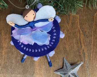 Handmade Birthday Fairy Ornament,Personalized Miniature Art Doll with Choice of Hair Color, Gift for Bat Mitzvah or Aunt from Niece