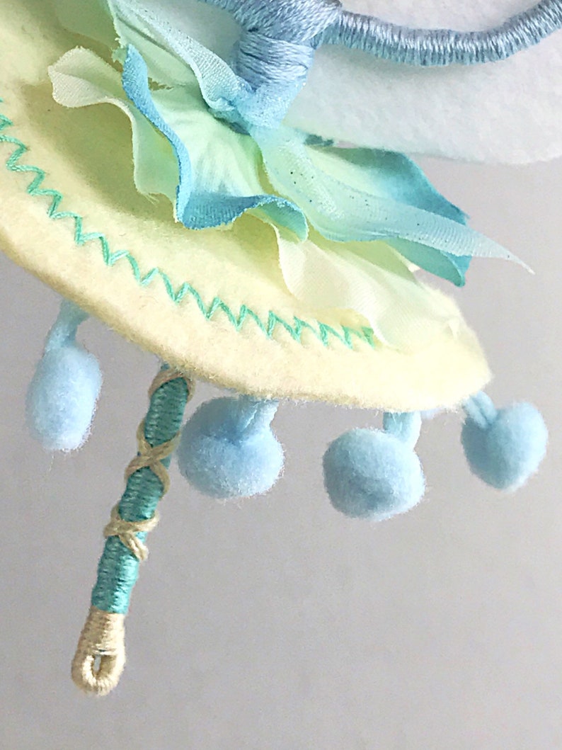 Pale Blue Flower Fairy Ornament with Optional Name or Year Personalization, Handmade Swan Lake Dancer Gift, Pastel Victorian Birthday Gift image 5