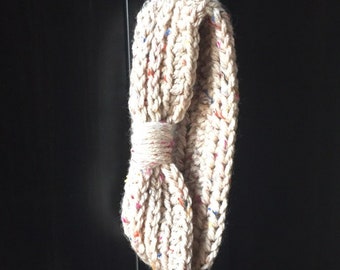 Headband/Ear Warmer, White Hand Knit