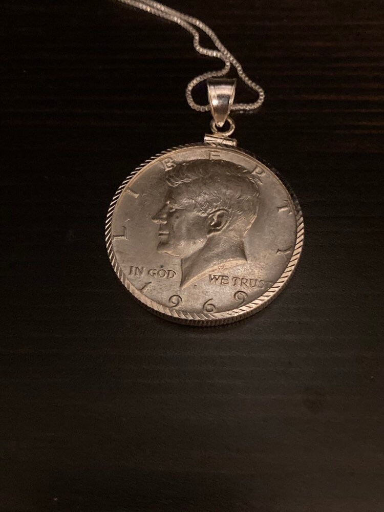 Coin Necklace 1969 JFK Silver Half 