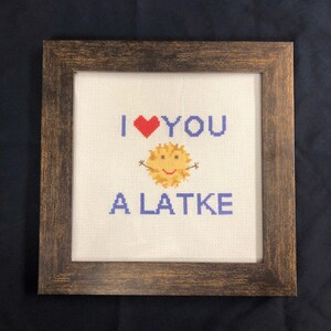 I Love You a Latke Finished Cross Stitch 8x8