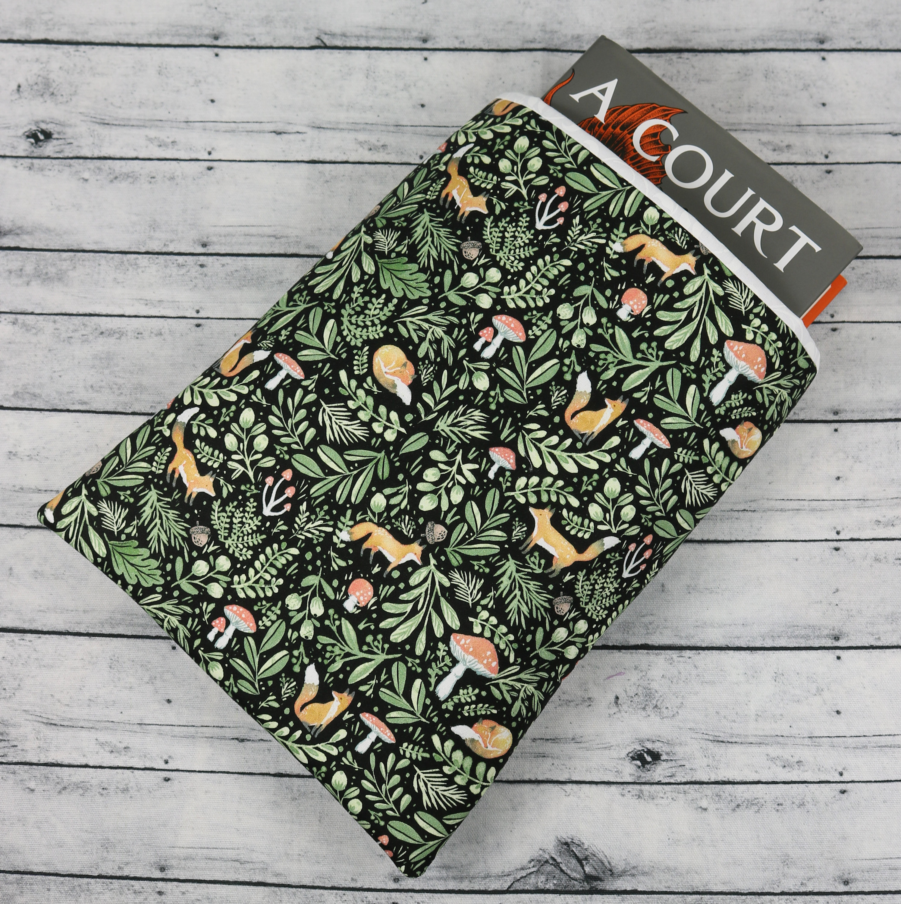Foxes and Mushrooms Forest Large Book Sleeve | Padded  |  Fall Sleeve | Bookish Gift | Book Gift