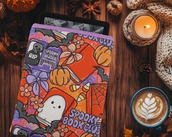 Spooky Bookclub Kindle Paperwhite Sleeve With EXCLUSIVE FABRIC | Book Gift | Kindle Sleeve | Padded Sleeve | E-reader Sleeve | Halloween