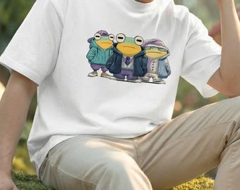 Funny Frog Graphic Tee, Cute Frog Shirt, Frog Lover Gift, White Unisex Oversized T Shirt, Cartoon Animal Streetwear Top
