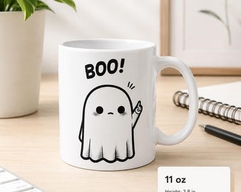 Ghost Saying Boo Ceramic Mug – Playful Halloween Drinkware