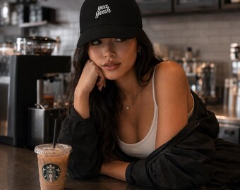 Yea Yeah Hat, Funny Slogan Cap, Minimalist Embroidered Dad Hat