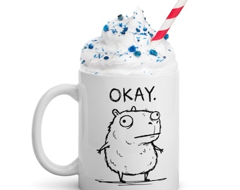 Okay. Derpy Possum Shirt | Funny Wall-Eyed | White Glossy Mug