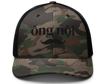 Ong Noi Vietnamese Camouflage Trucker Hat, Vietnamese Grandpa Cap, Gift for Grandfather