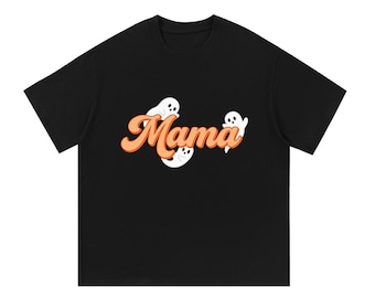 Halloween Mama Retro Ghost Cotton T-Shirt
