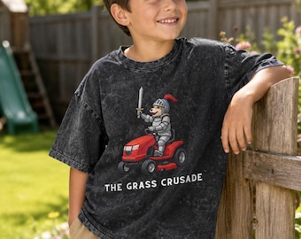 The Dog Knight - The Grass Crusade - Snow Washed Kids' T-Shirt