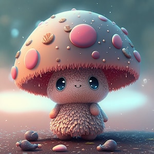 5 Mushroom Character Artworks for Digital Download