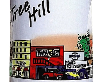 One TREE Hill fan Mug Keith Scott Body Shop Karen's Cafe Tric Night Club