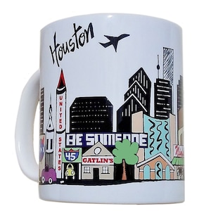 Tasse à café HOUSTON Skyline du Texas Houston Landmarks ÊTRE QUELQU&#39;UN Bridge cadeau Mug texan cadeau souvenir du centre spatial de la NASA Mug Houston tasse Houston