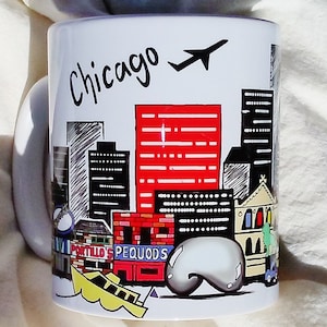 Chicago Skyline Coffee Mug Cloud Gate Gift Chicago Souvenir Gift Illinois Mug Chicago Gift Windy City Mug Moving away Gift for Friend Mug