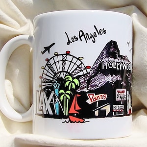 Mug LOS ANGELES Skyline Coffee Mug la LANDMARKS Gift for Travel Souvenir Hollywood Sign Mug la Gift Skyline la Mug for Long Distance Gift la