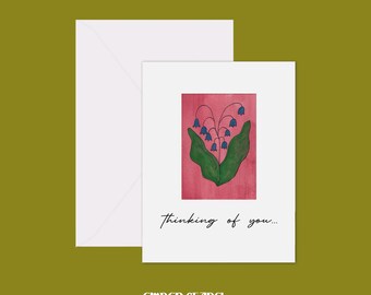 Thinking of You Flowers Greeting Card | Sympathy Card | Watercolor Flowers Design | A2 Blank Card | Watercolor Aesthetic