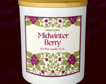 Midwinter Berry Soy Candle, Cranberry & Raspberry Scented Candle, Fruity Winter Candle, Hand-Poured Candle, 10 oz Candle
