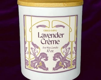 Lavender Crème Soy Candle, Lavender & Vanilla Scented Candle, Hand-Poured Candle, Floral Home Fragrance, 10 oz Candle
