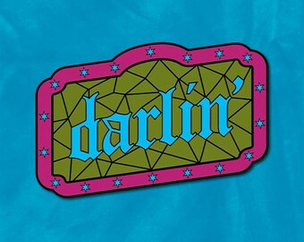 Darlin Stained Glass Sticker | Glossy Die-cut Sticker | Original Text Illustration | Journal & Laptop Sticker