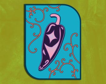 Glam Purple Pepper Sticker | Glossy Die-cut Sticker | Original Pepper Illustration | Journal & Laptop Sticker